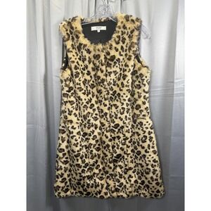 Crosby by Mollie Burch Dress Womens Small Leopard Faux Fur Sleeveless Animal